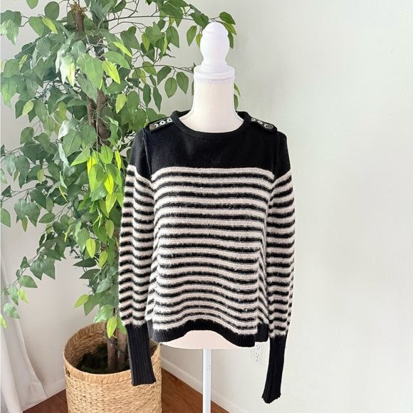 Free People Sweaters - Free People Black and White Crew Neck Sweater